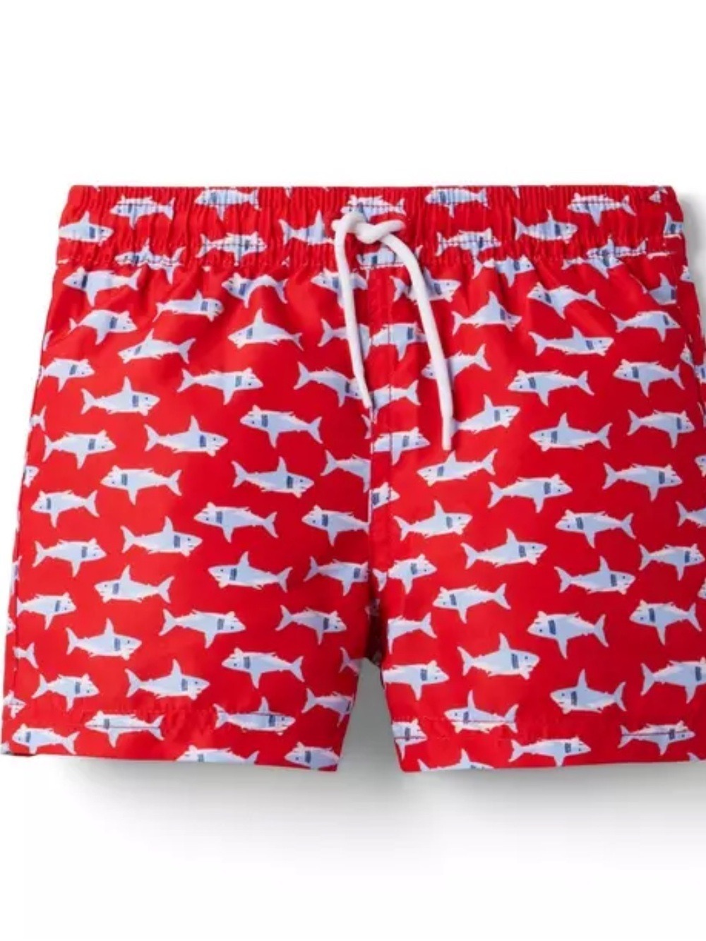Janie and Jack Red Shark-Print Swim Shorts